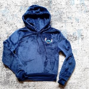 Cropped Hoodie Velour Disney Stitch